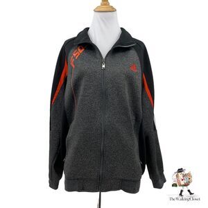 Adidas F50 Jacket Womens XL Extra Large Black Heather Full Zip 3 Stripes Cotton